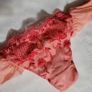 AMBRIELLE Size 6/M Nylon Embroidered Thong Panty NWT